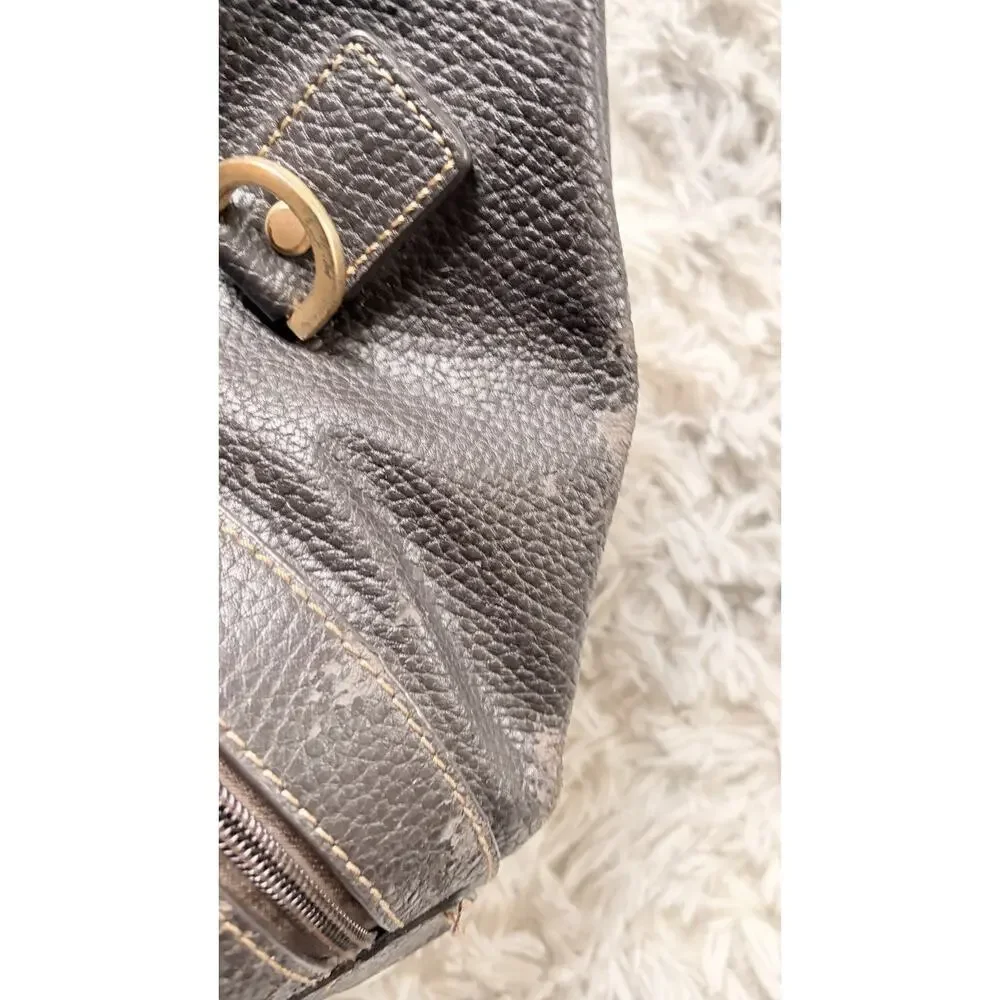 Brooks Brothers Brown Pebble Grain Leather Rolling Duffle